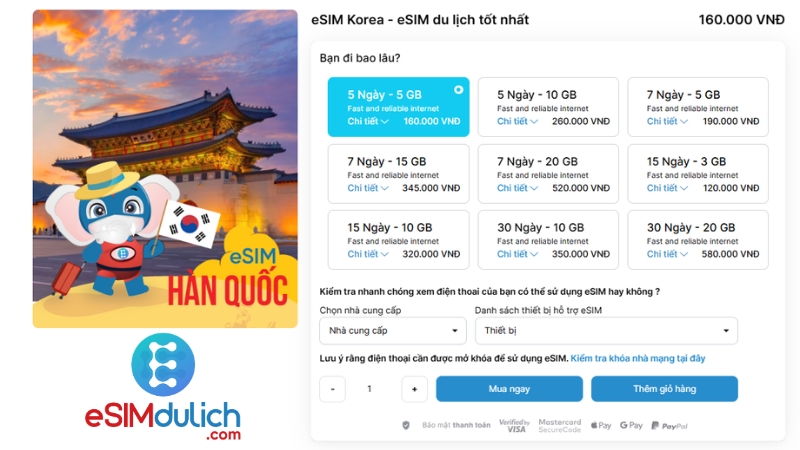 SIM du lịch Hàn Quốc giá rẻ