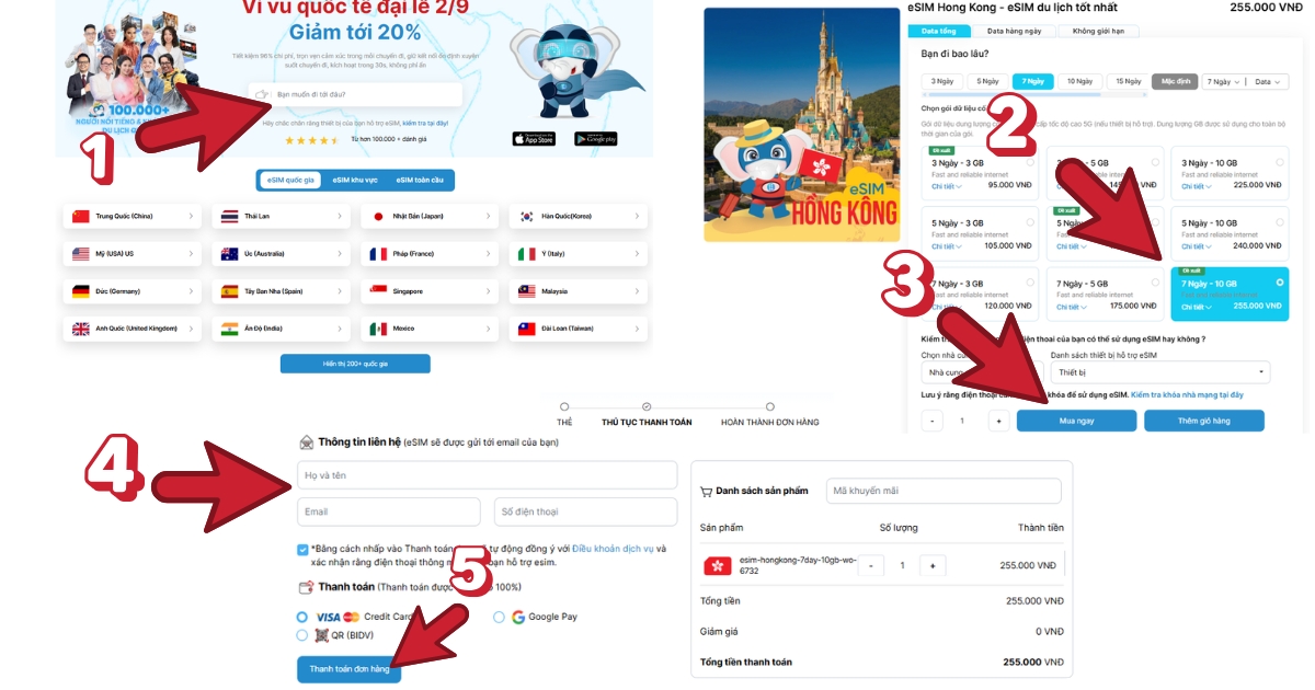 Hướng dẫn mua eSIM du lịch Hồng Kong nhanh chóng đơn giản tại cửa hàng trực tuyến esimdulich.com