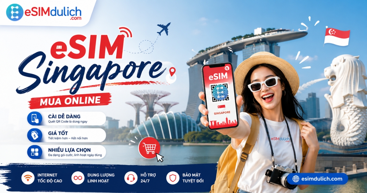 eSIM Singapore Mua Online cài dễ dàng giá tốt nhiều lựa chọn từ esimdulich.com Marina Bay Changi