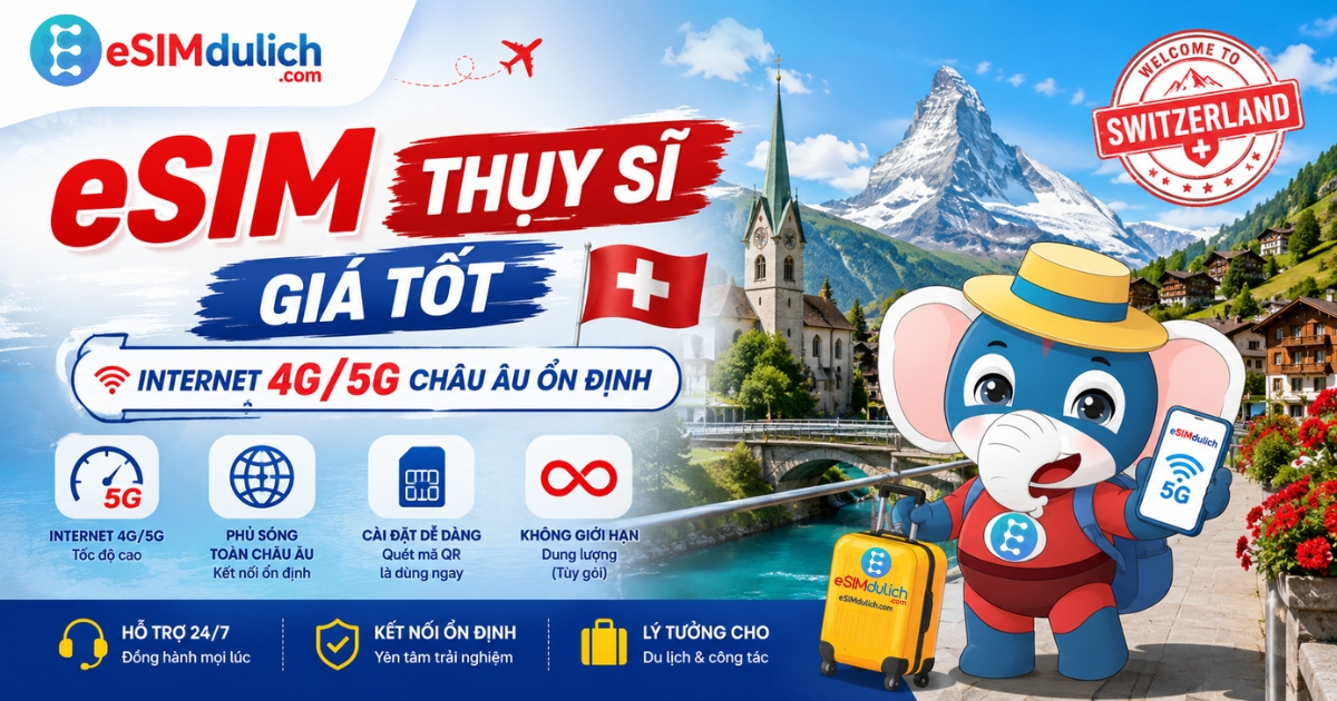 eSIM Thuỵ Sĩ giá tốt